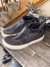 Toms Boots Womens 6 Paxton Mid Sneakers Comfort 10012386 Blue Suede Slip On