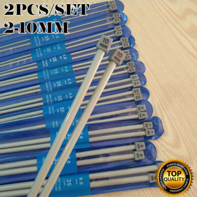 2PCS Aluminium Wechselkopf Rundstricknadel Häkelnadeln Silber Weiß Silberweiß