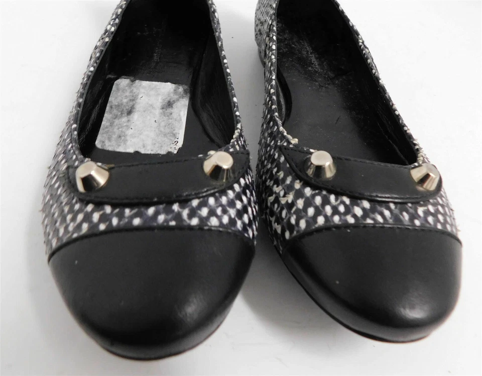 New Balenciaga Paris Arena Black White Genuine Snakeskin & Leather Flats 36.5 - Image 4 of 4