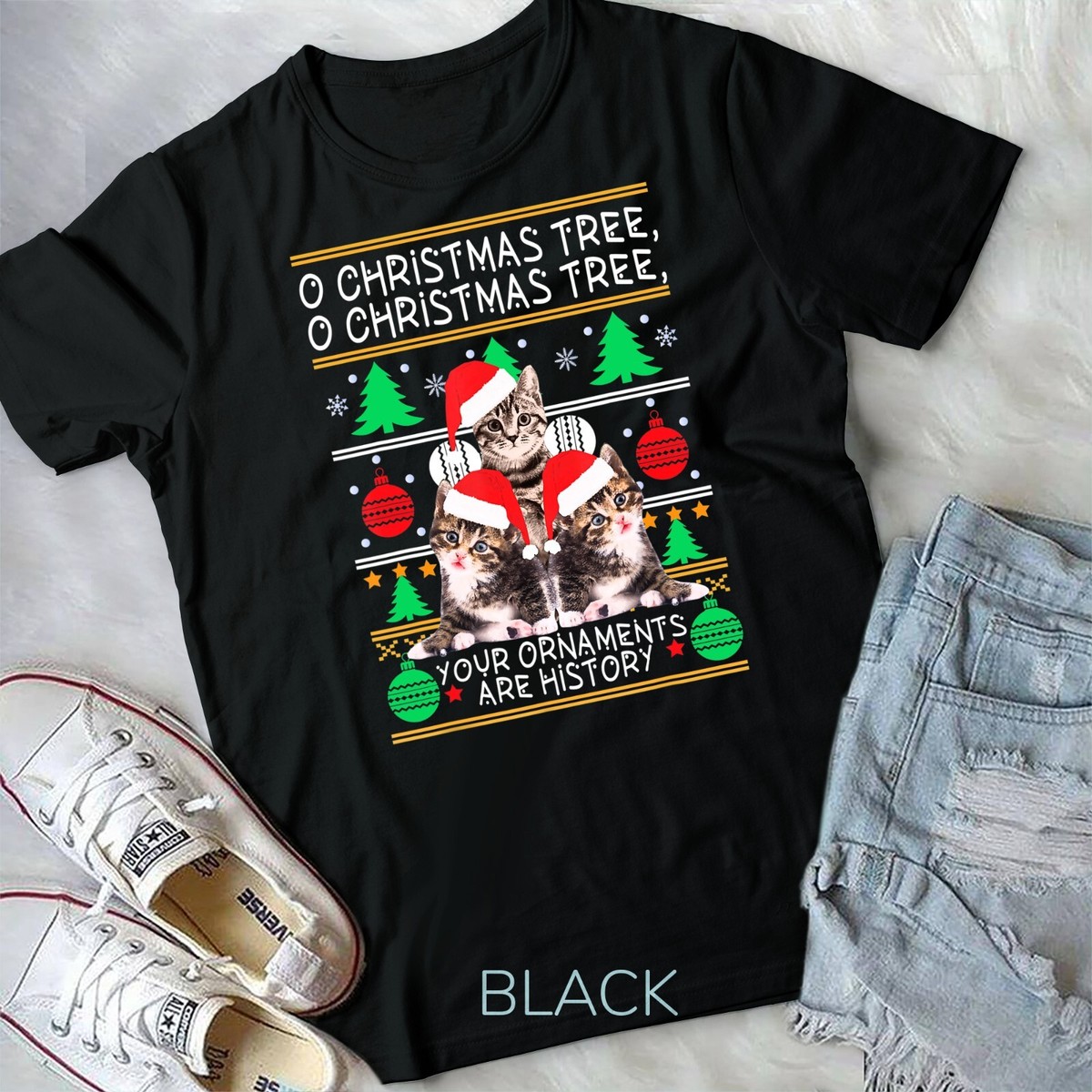 Cats Christmas Shirt Funny Ornaments Pajama Family Gift Tee T-Shirt Cats Christmas Shirt Funny Ornaments Pajama Family Gift Tee T-Shirt