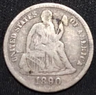 1890 Seated Liberty Silver Dime FREE2Ship w/TRACKING! (1378)