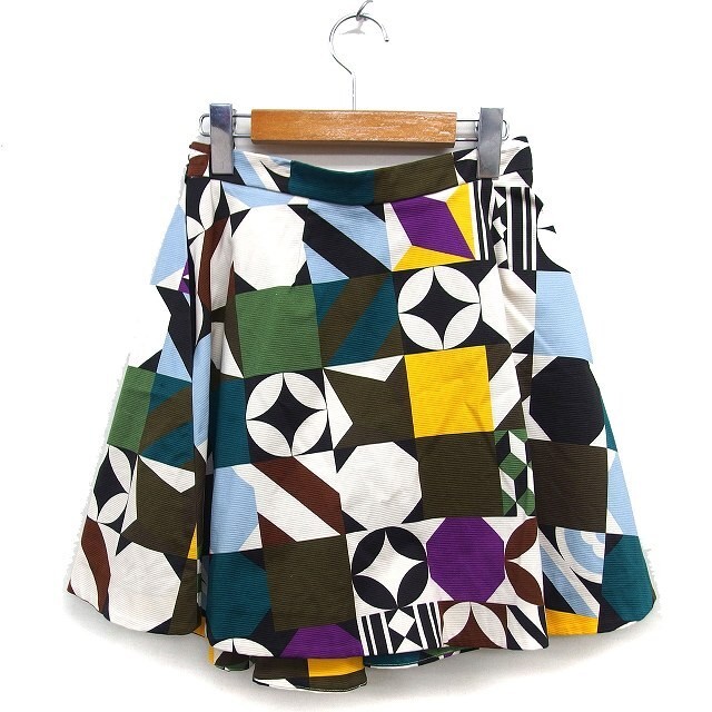 MSGM Geometric Pattern Flare Mini Skirt Patchwork… - image 2