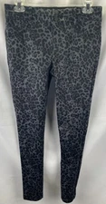 Jolt Women's Gray Leopard Print Skinny Pants Stretch Casual Med Classic Chic