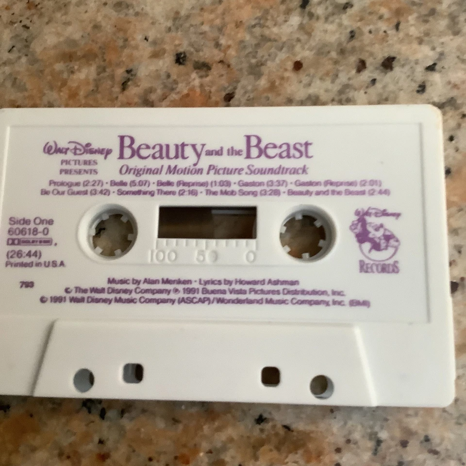BEAUTY AND THE BEAST ORIGINAL SOUNDTRACK CASSETTE TAPE VTG 1991 DISNEY 60618-0 - Image 3 of 4