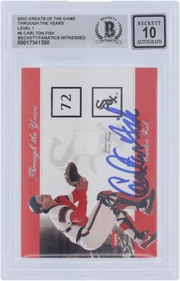 Carlton Fisk White Sox Signed 2002 Fleer Greats of the Game #CF BAS 10 Card