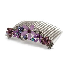 Hand Made Hair Jewelry swarovski crystal Hair Comb with Frosted Flowers, Puple