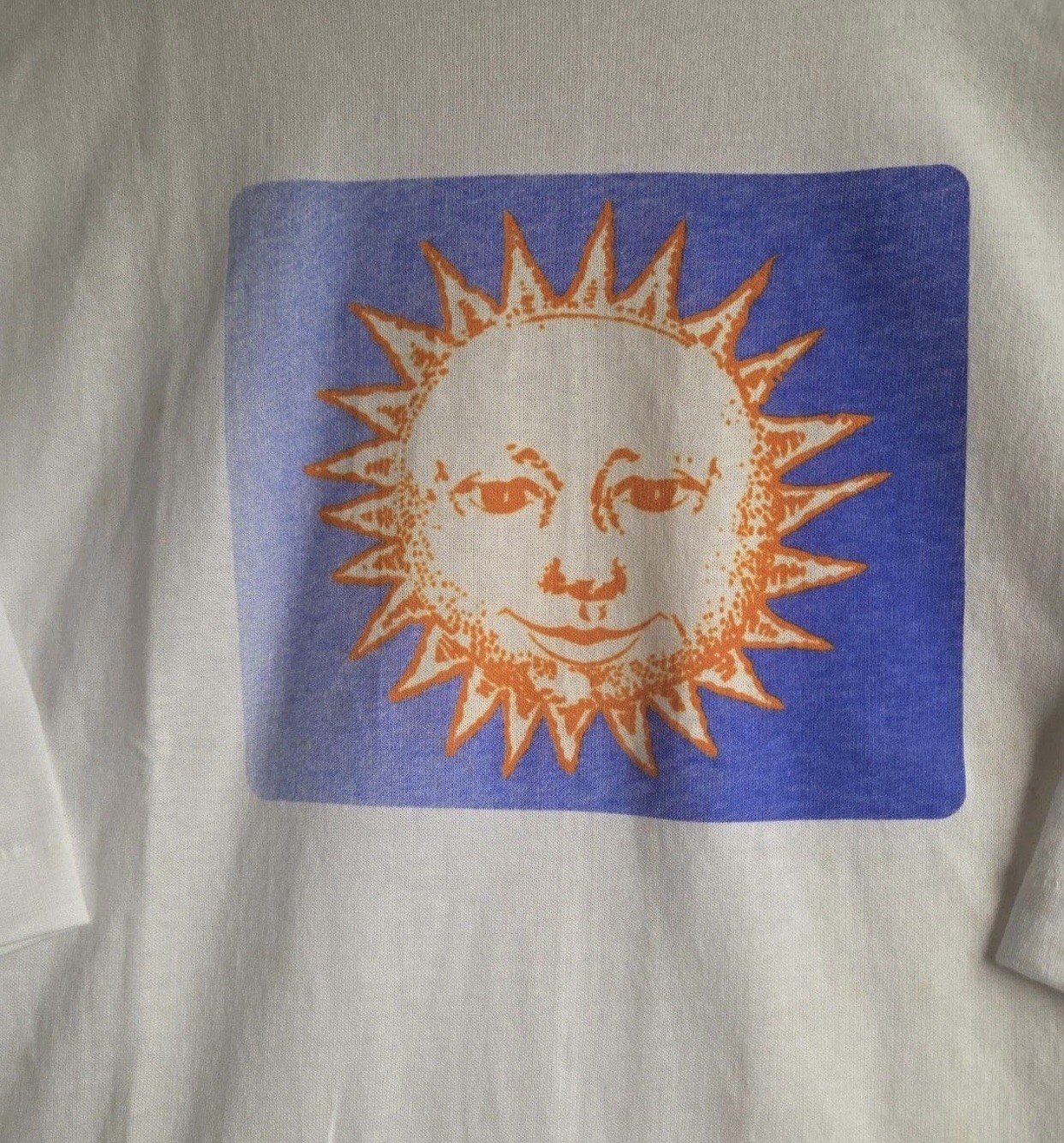 Vintage 1994 Psychedelic Sun White T-shirt Single Stitch Avon XL kids Retro NEW