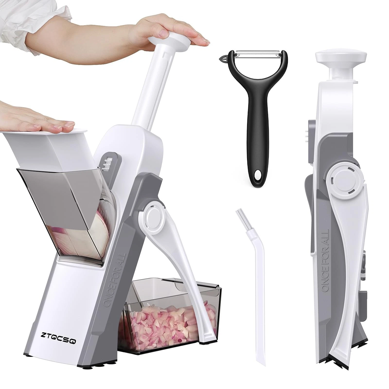 5 in 1 Safe Mandoline Slicer for Kitchen, Safe Vegetable Chopper with Paring ...