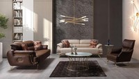 Sofagarnitur 2X 3-Sitzer Sofas Kunstleder Couchen Garnitur Sofas Braun Sessel