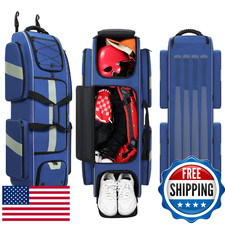 JMIANeodark Catchers Gear Bag with Wheels, Soft Rolling Baseball Bag with Separa