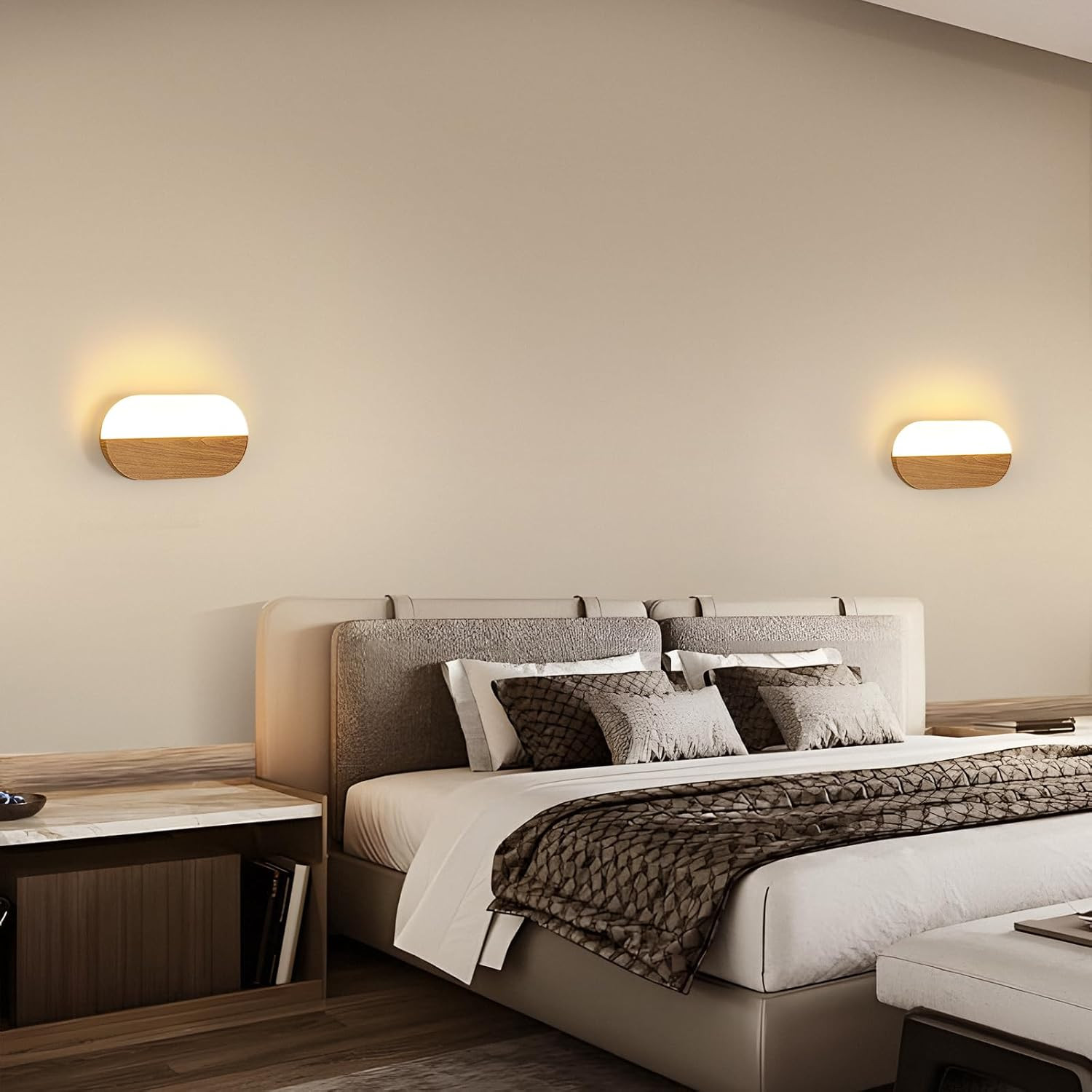 Applique LED Legno Naturale: Lampada Parete Design Scandinavo Interni - 4