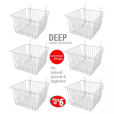 8 In. X 12 In. X 12 In. D Wire Storage Baskets for Gridwall, Slatwall and Pegboa