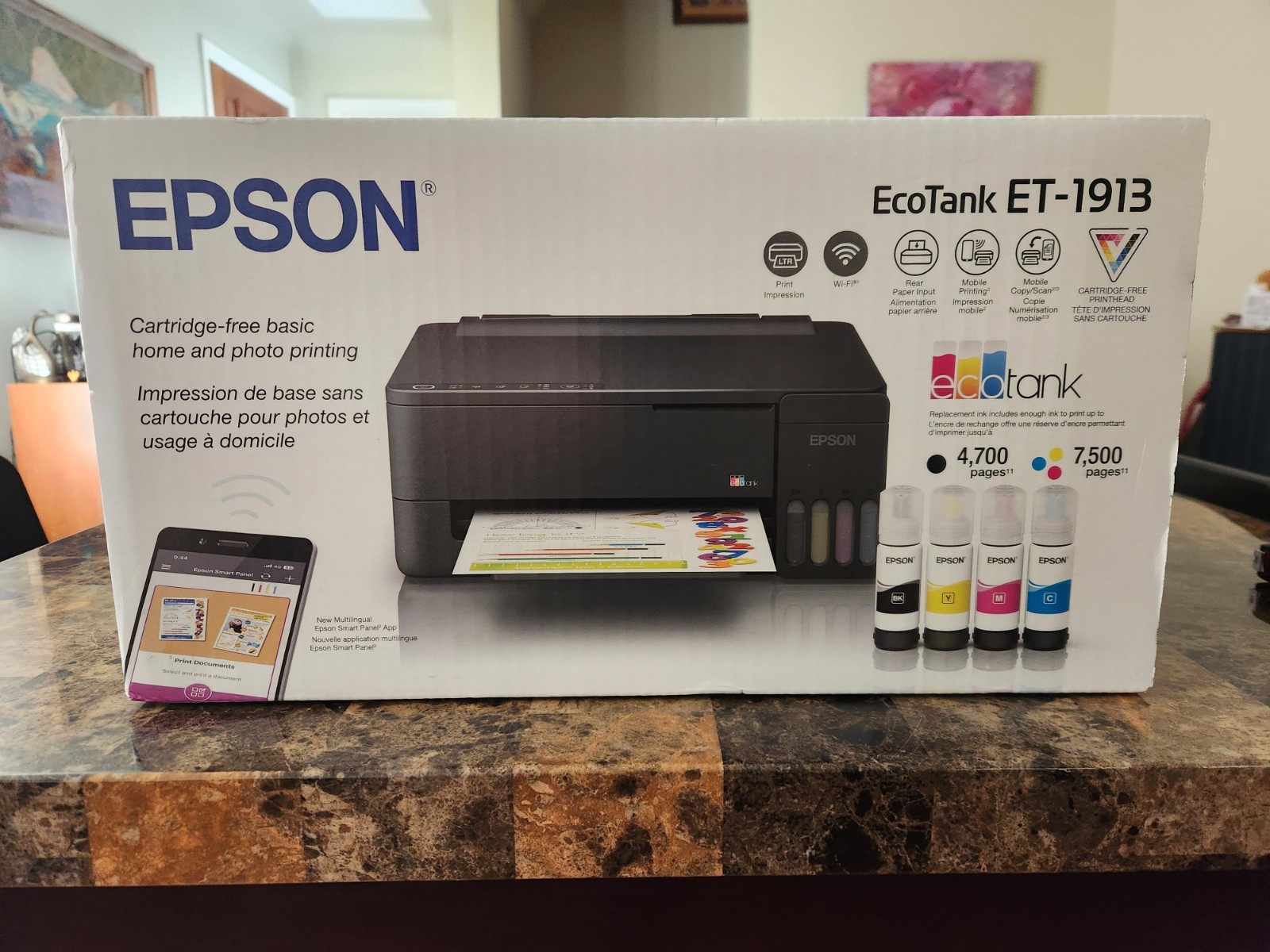 4 Color Printers New Sealed! Epson EcoTank ET-1913 Wireless Color Inkjet Printer Scanner ...
