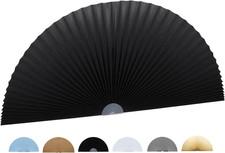 Arch Window Shade Curtains Half Circle Moon Pleated Fabric 36W x 18H Black