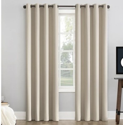 Sun Zero Beige 100% Blackout Set of 2 Curtain Panel 84 x50  NWOT