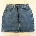 Garage Women’s Blue Denim Mini Skirt Front Zip with Pockets Solid TP/XS — photo 1