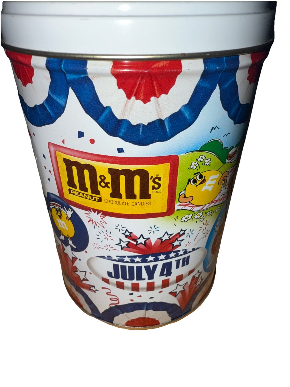 Vintage 1988 M&M 4th Of July Round Collector's Tin Mars Inc. Empty Tin