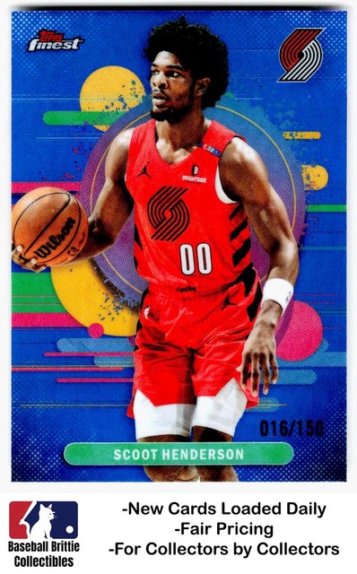 2025-26 Topps Finest #187 Scoot Henderson Blue Refractor Portland Trail Blazers