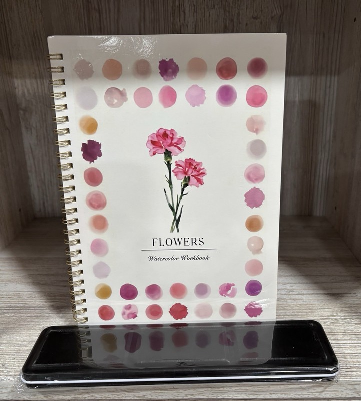 Watercolor Workbook with Paints /Brush FLOWERS Theme Craft Beginner Painting New