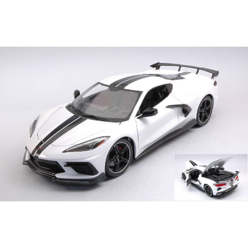 Chevrolet Corvette Stingray (High Wing) 2020 White 1:18 Maisto Auto Stradali -D--image