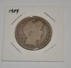 1909 Barber Half Dollar 90% Silver 50C Good+ Circulated Features