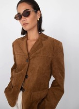 Oak  Fort OVERSIZED VEGAN SUEDE BLAZER - Camel