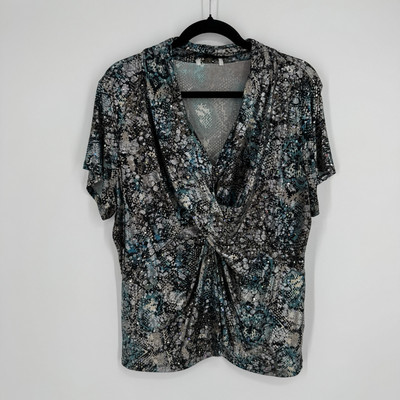 Vintage y2k 90s sparkle top shirt womens 1x shiny disco rave party knot front