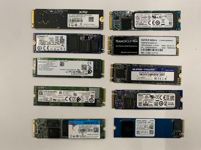 LOT OF 10 Mixed Brand 512GB PCIe NVMe SSD M.2 SATA NVME SSD