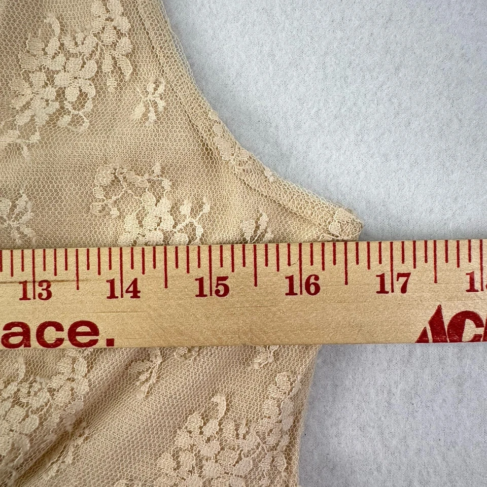 Y2K Vtg Lace Tank Top Beaded Waist Cream Floral NY & Co Medium Boho Cottagecore - Image 4 of 4