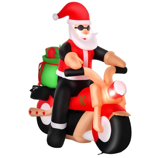 Aufblasbarer Weihnachtsmann Auf Einem Motorrad 165 Cm Santa Claus Geschenk Led-image