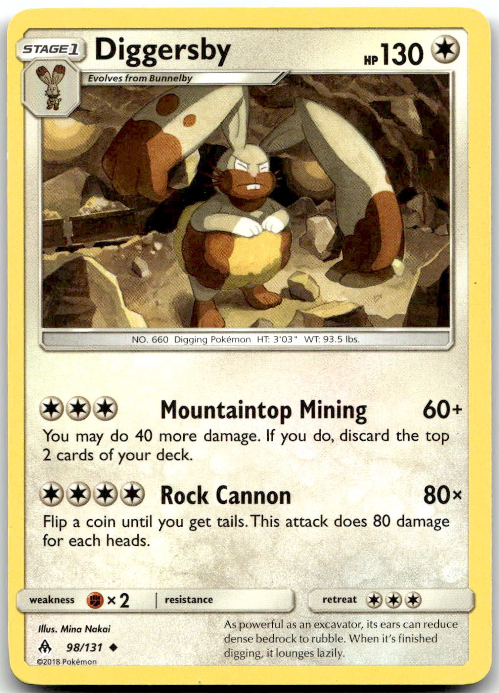 Pokemon Diggersby Forbidden Light SM06 #98/131 Uncommon LP $SALE$!