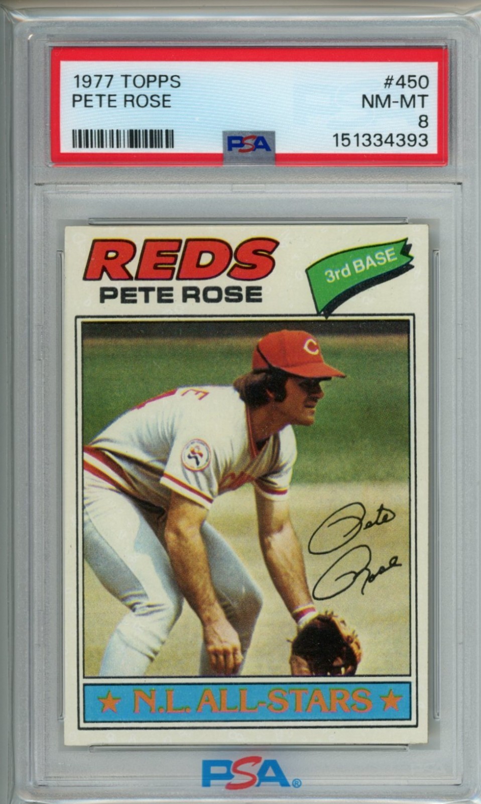 Pete Rose 1977 Topps #450 PSA 8 Cincinnati Reds