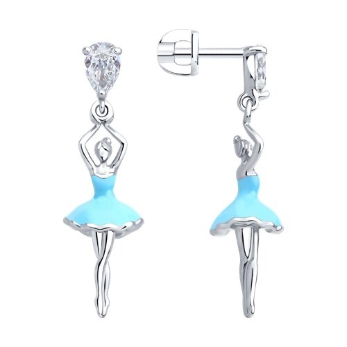 Ohrringe HäNger Ohrstecker Silber 925 Emaille Zirkon Ballerina Echtschmuck-image