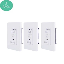 GREENCYCLE 125-Volt 15Amp GFCI Outlet Duplex Receptacles TR WR Wall Socket,3PACK