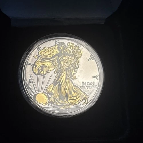 2021 American Silver Eagle Black Ruthenium w/ 24K Gold Highlights 1 oz BU