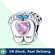 KUNSIR 925 Sterling Silver Charm For Bracelet DIY Cute Infant Shoes Bead Charm