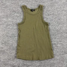 Ayr Top Womens Medium The Flex Tank Olive Green Ribbed Pima Cotton Minimalist