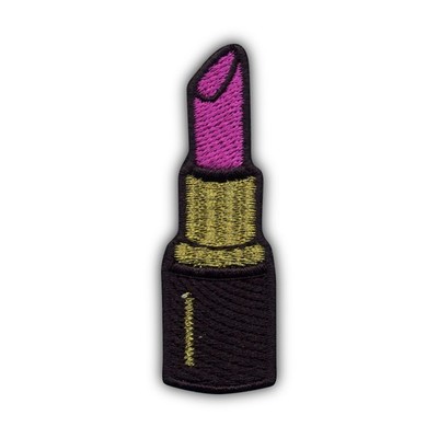 Lippenstift - rosa und gold Patch/Abzeichen bestickt