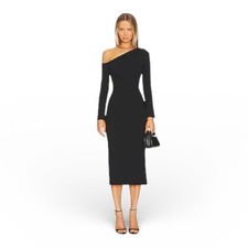 Enza Costa Exposed Shoulder Dress Black Size M Made in USA NWOT
