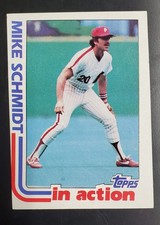 1982 TOPPS IN ACTION #101 MIKE SCHMIDT PHILLIES HOF BASEBALL ~ W/PRINTING ERROR