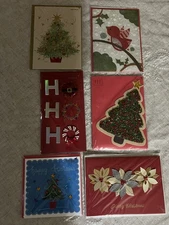 PAPYRUS Lot Of 6 Christmas Holiday Cards  Sparkle Embellished Stones Pretty