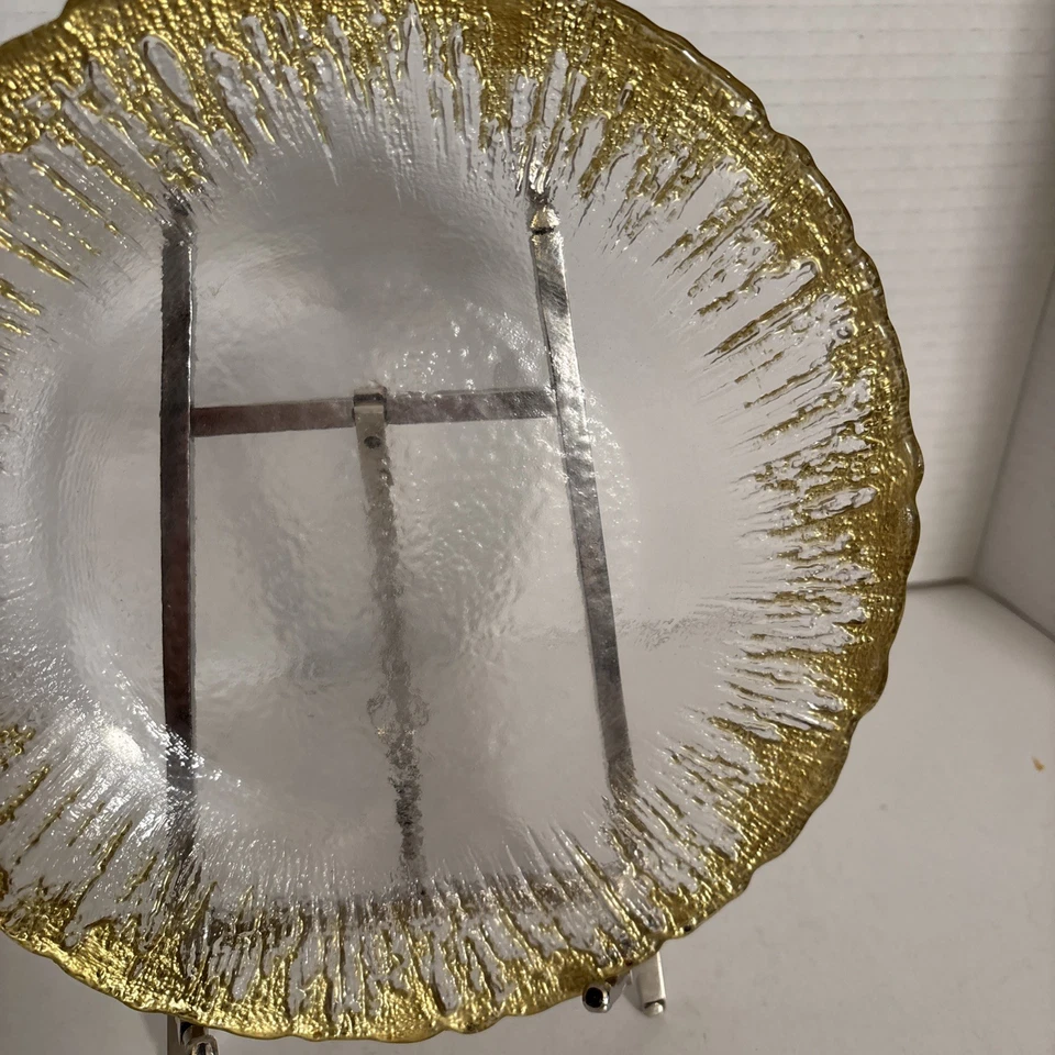 Plato de ensalada Rufolo Glass dorado pincelada 8 1/4 aperitivo de postre y ensalada Foto 3 de 4