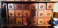 Wooden Apothecary Chest of Drawers, 18 Drawer Brown Storage, Ring Pull
