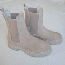 BULLBOXER Plateaustiefelette, Gr.38, Veloursleder, beige, wenig getragen,  TOP!
