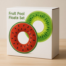 Jasonwell Fruit Pool Floats Kiwi Watermelon Inflatable Swim Ring Kids 2-Pack