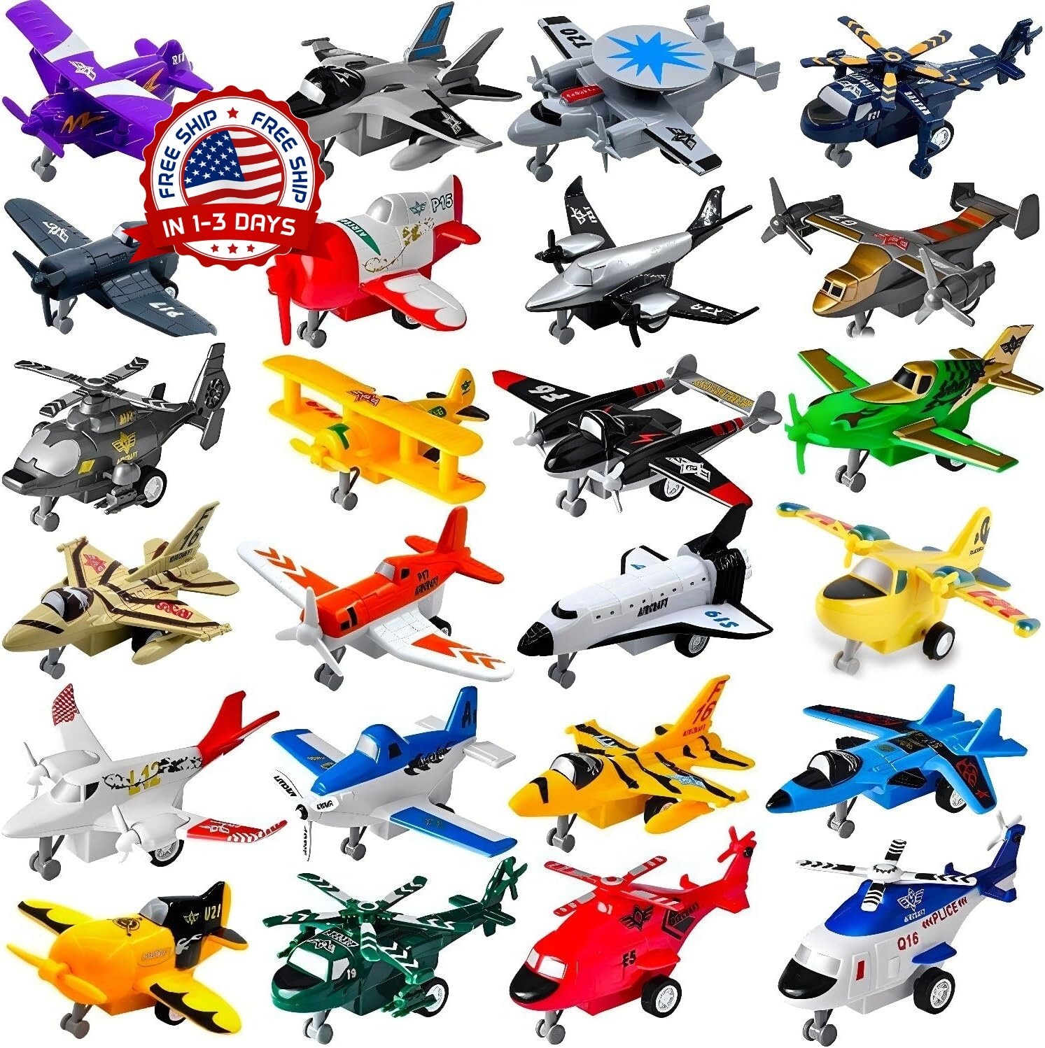 Aviones De Juguete Helicopteros Regalos Para Niños De 4,5,6,7,8 Años 24Pcs NUEVO