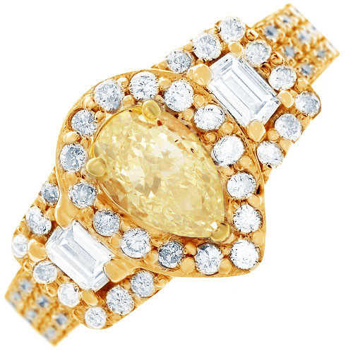 GIA certified 2.50 CT Diamond Engagement Ring Fancy Yellow Pear cut 18K Gold - Picture 5 of 10