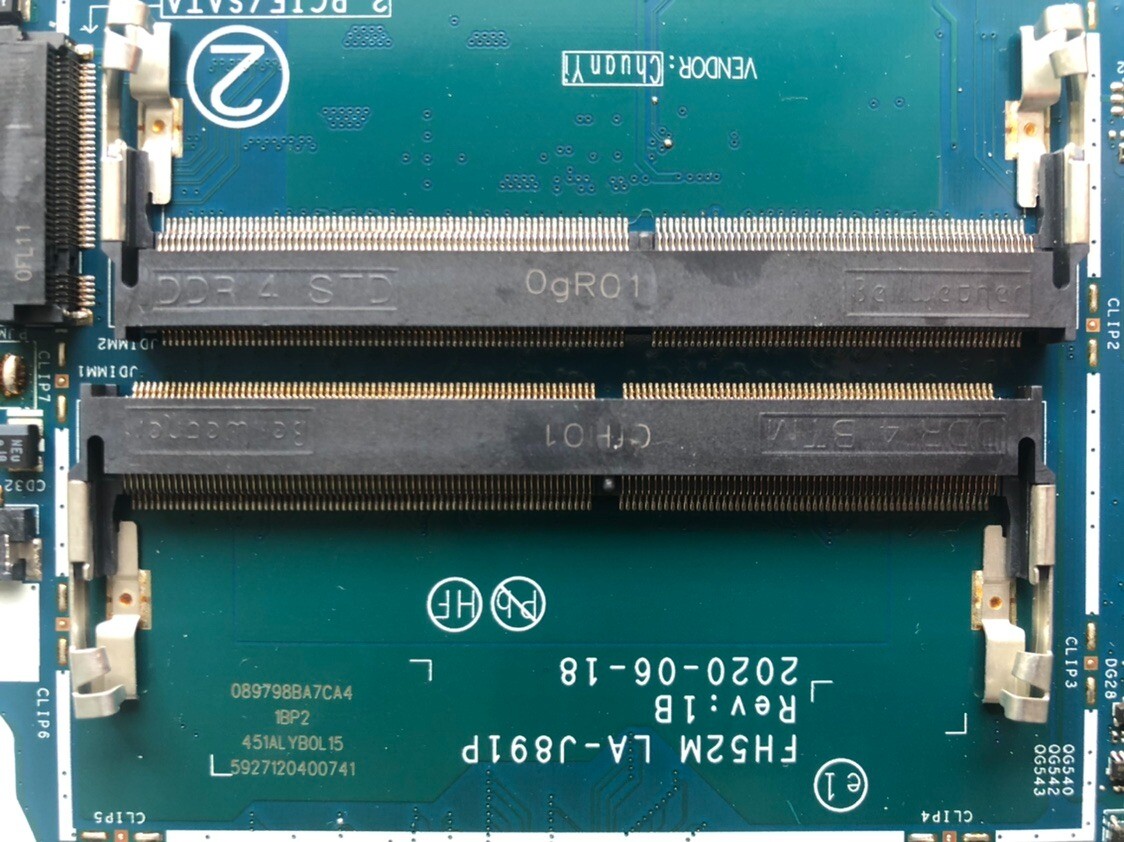 LA-J891P For Acer Nitro 5 AN515-52 Motherboard I5/I7 GTX1660