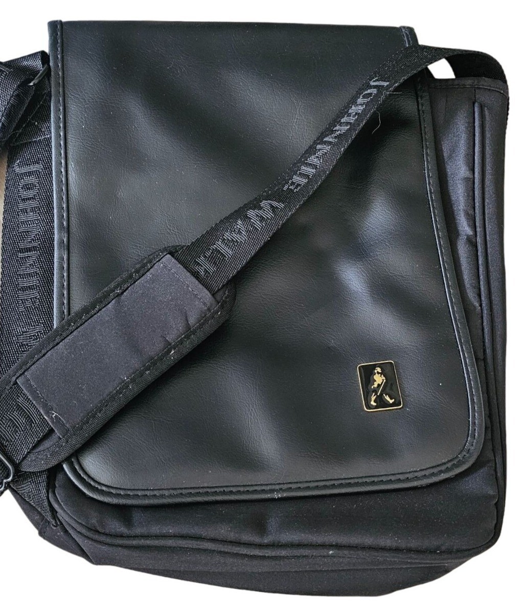 Johnnie Walker Hitex Black Leather Messenger Bag Adjustable Johnnie Walker Hitex Black Leather Messenger Bag Adjustable