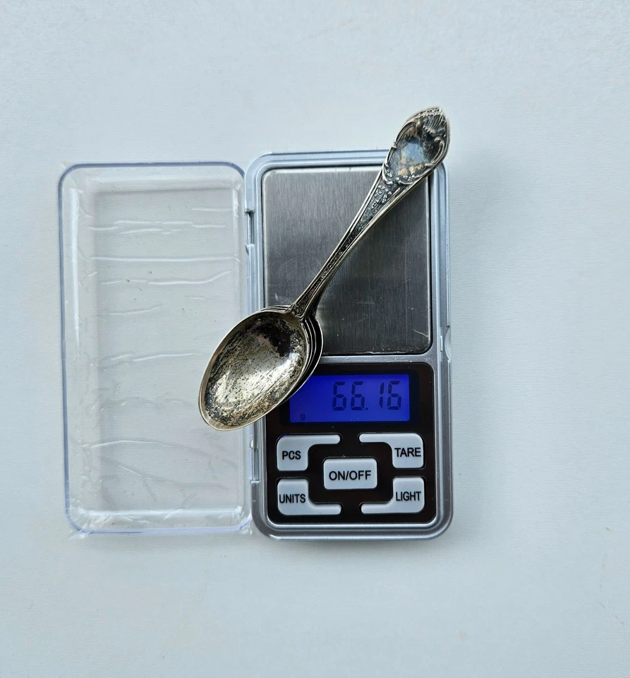 Juego de cucharas de café/té vintage de plata de ley 800 66 grm Foto 3 de 4